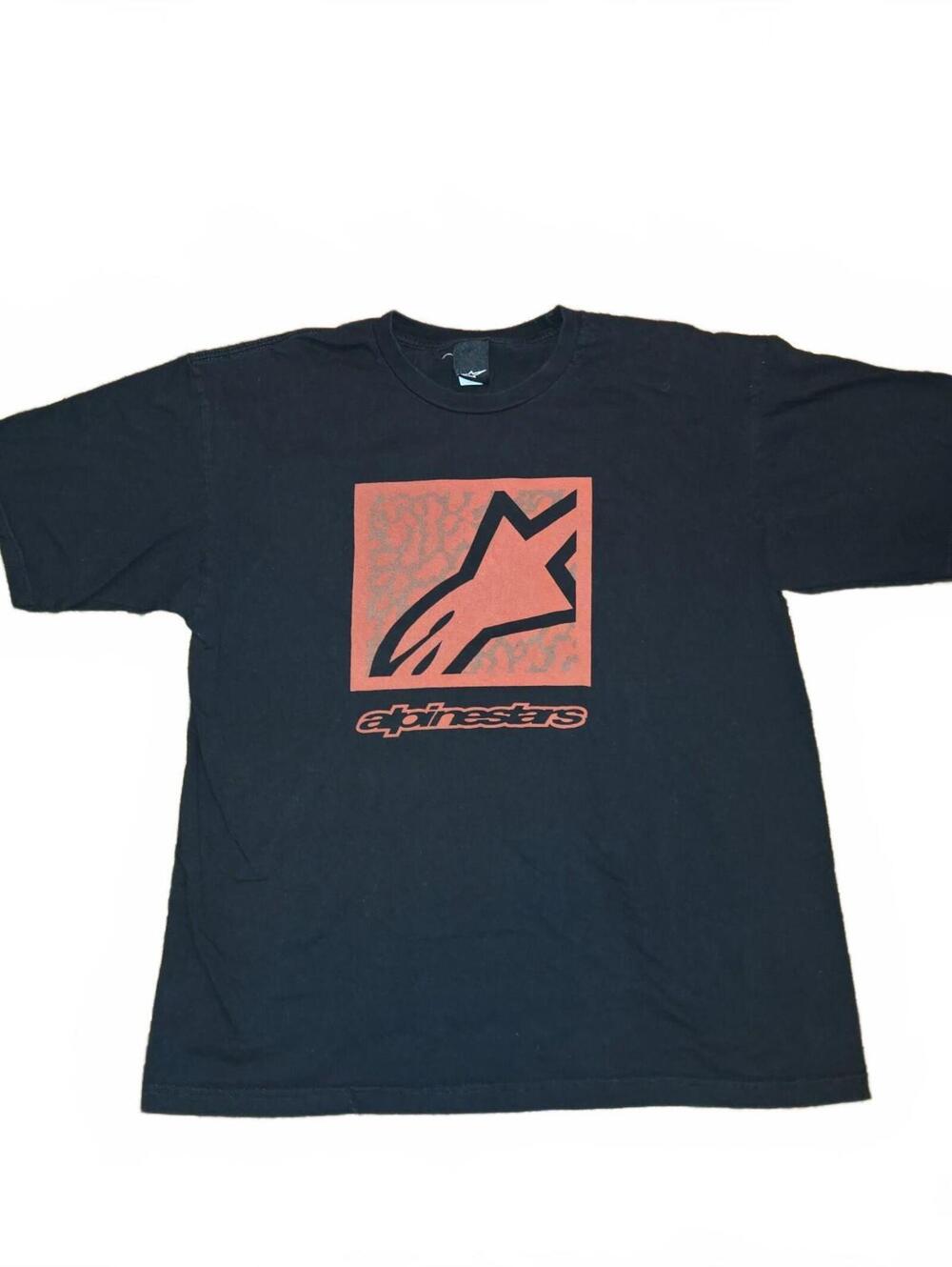VTG Y2k 2000s Alpinestars Faded Grunge Skate BMX Logo Black Tee T-Shirt XL